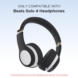 3 in 1 Silicone Protective Cover Compatible with Beats Solo 4 Headphones,Anti-Scratch Shockproof Earpads Cover/Shell Cover/Headband Cover,Soft Silicone Protector Accessories (Black)