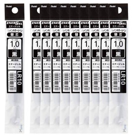 Pentel EnerGel XLR10-A Ballpoint Pen Refill, 0.04 inches (1.0 mm), Black, 10 Pieces