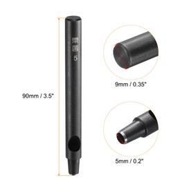 HARFINGTON Leather Round Hole Punch, 5mm Hollow Hole Puncher Carbon Steel Circle Hole Punching Cutting Tool for Belt/Leather Craft DIY