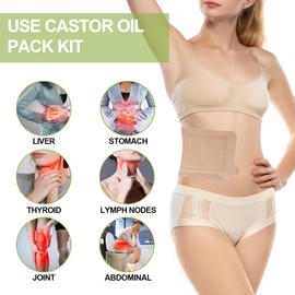 STFOCE 20pcs Castor Oil Pack Wrap, Disposable Castor Oil Pack Self-Adhesive, 7.9"x5.5", No Leakage, No Wash, Portable (Oil Not Included)