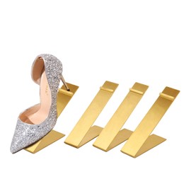 K KAIDIYIN Shoe Display Stand, 4 Pcs Gold Stainless Steel High Heels Display Stands, Mens Womens Shoe Rack Holder Stand, Retail Shopping Malls Store Sandal Shoes Riser Stand