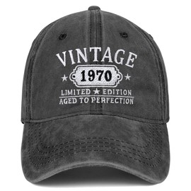 55th Birthday Gifts for Women Men Vintage Hat 1970 Baseball Cap Ideas Gift (Black)