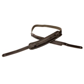 Walker & Williams C-18-BRN Vintage Style Guitar Strap In Premium Dark Brown Leather Extra Long Up To 61" For Acoustic, Electric, And Bass Guitars