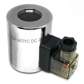 Solenoid Valve Coil with 3 Prong DIN Connector, Compatible with Hydraforce Stem Size 08 80 88 98 10 12 16 38 58 20, DC 12V 24V (24VDC for 1.23" Stem Size 20)
