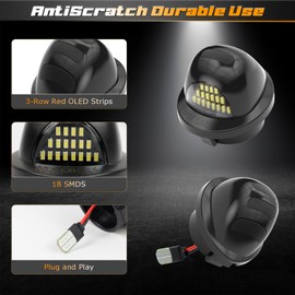 HERCOO License Plate Light White LED Tag Lights Red Neon Tube Plates Lamp Lens Assembly Compatible with Ford F150 F250 F350 F450 F550 Super Duty Ranger Lincoln Mark LT Explorer Excursion