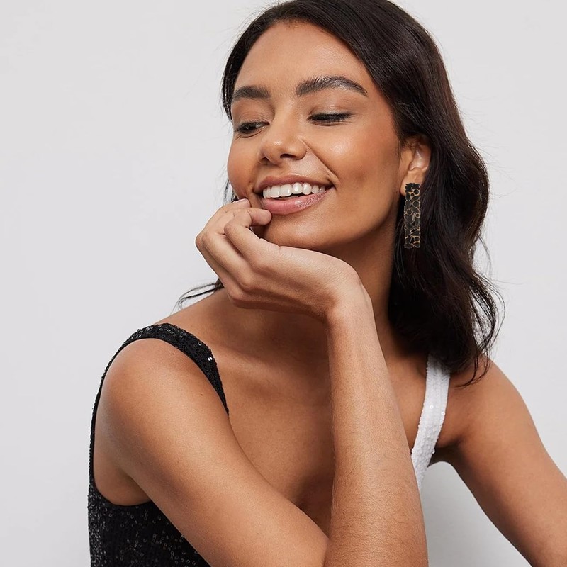 Black Rhinestone Long Drop Dangle Earrings Trendy Crystal Geometric Statement