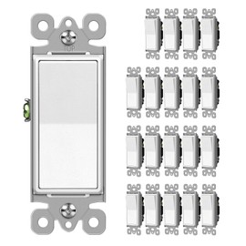 CML Matte White Decorator Single Pole Light Switch, Rocker Paddle Wall Switch, 15A 120/277V, On/Off Interrupter, UL Listed, 20 Pack