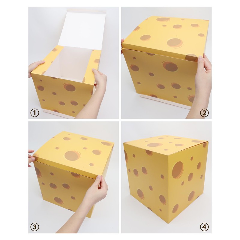 TOUROAM 4 PCS Cheese Party Decoration Boxes, Yellow Cheese Food