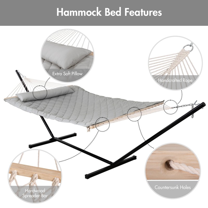 ANOW Double Rope Hammock with Stand 12FT, Heavy Duty Hammock