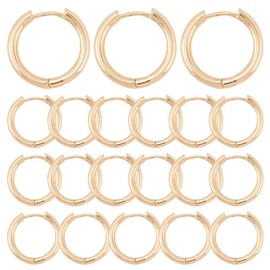 SUNNYCLUE 1 Box 20Pcs Gold Hook Earring Huggie Earrings Hoops Bulk Metal Brass Round Ring Tiny Cartilage Hoop Hooks Findings with Latch Back Closure for Jewelry Making DIY Crafts Women Accessories