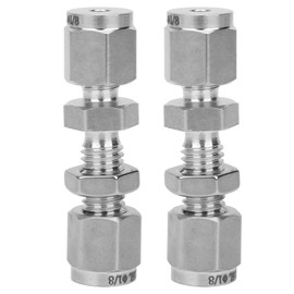 2Pcs Bulkhead Connector 316 Stainless Steel Double Ferrule Wear Plate Fitting JointФ1/8