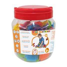 BSM Edushape – Ed 929108 – Bauspiel für Kleinkinder – Magic Brix – Bunte Bausteine – 108 Teile