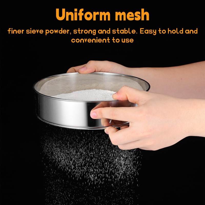 2Pcs Stainless Steel Round Flour Sieve 40 60 40 60