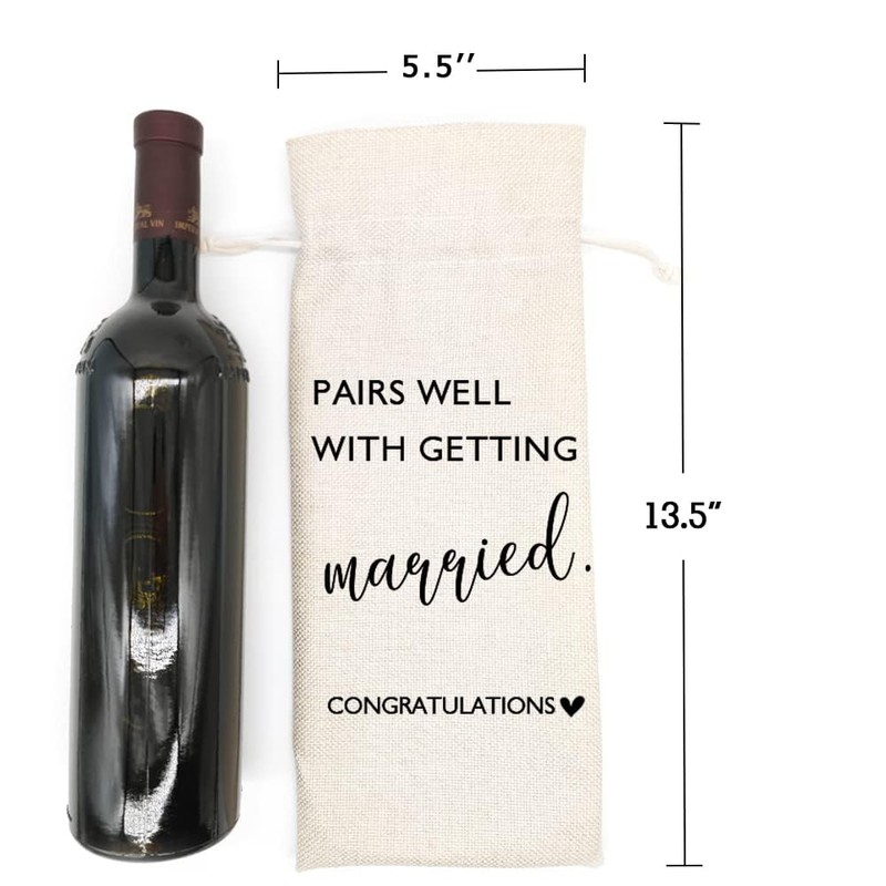 Wedding Wine Bag, Engagement Gift, Pairs well with getting married,