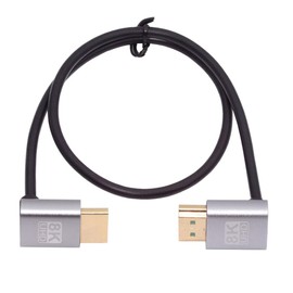 NFHK HDMI 2.1 Ultra Thin HDTV Cable 8K 4K Hyper Super Flexible Slim Cord Down Angled to Up Angled 90 Degree Type-A for Computer HDTV