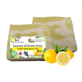 2 Pack of Hademade Coconut and Shea Butter Artisan Soaps with Essential oil. (Nothing Added) (Lemon)
