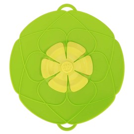 Cubierta de tapa con tapón de silicona antiderrame para ollas 28 cm, evita salpicaduras y derrames, resistente -40°C a 230°C, uso en cocina horno microondas