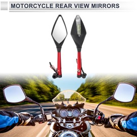 RATCHROLL 1 Set Universal Motorcycle Rear View Mirrors Adjustable Bar End Side Mirrors Mount M8/M10 Red Aluminum Alloy Prismatic Shape