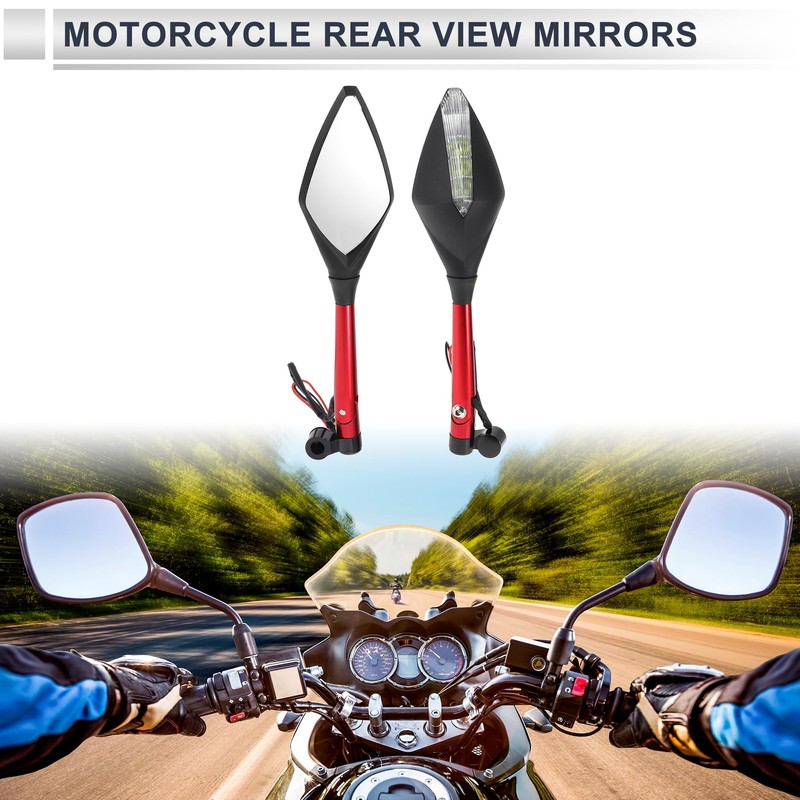 RATCHROLL 1 Set Universal Motorcycle Rear View Mirrors Adjustable Bar