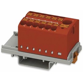 PHOENIX CONTACT PTFIX 6/12X2.5-NS35 RD Distribution Block with Vertical Orientation and Integrated Input, 690V, 24A, Number of Connectors 13, Cross Section 0.14mm²-4mm², Pack of 8