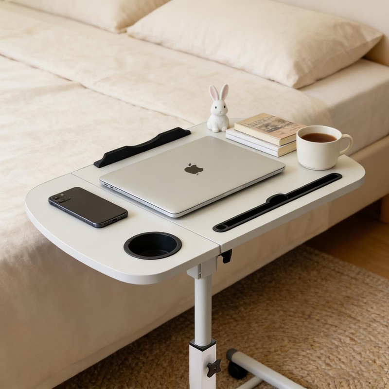 onaner Laptop Table for Couch,Height Adjustable Moving Desk with Wheels