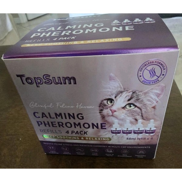 TopSum Cat Calming Pheromone Diffuser Refills for Cats 4 Pack