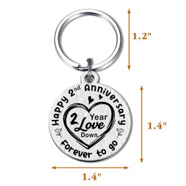 Fetiger 2nd Wedding Anniversary Keyring for Him, 2nd Anniversary Husband Gifts, Happy 2 Year Wedding Him Husband Boyfriend Gifts