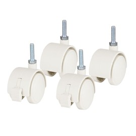 Doshisha LL19-CS4P Luminous Rack, Steel Rack Parts, Large Nylon Caster Set, 4 Piece Set, Smooth Movement with Stopper, 2 Pieces Without Stopper, White, Screw Type, Pole Diameter 0.7 inches (19 mm), Caster Diameter 2.0 inches (50 mm), Height 2.0 inches (5.2 cm)