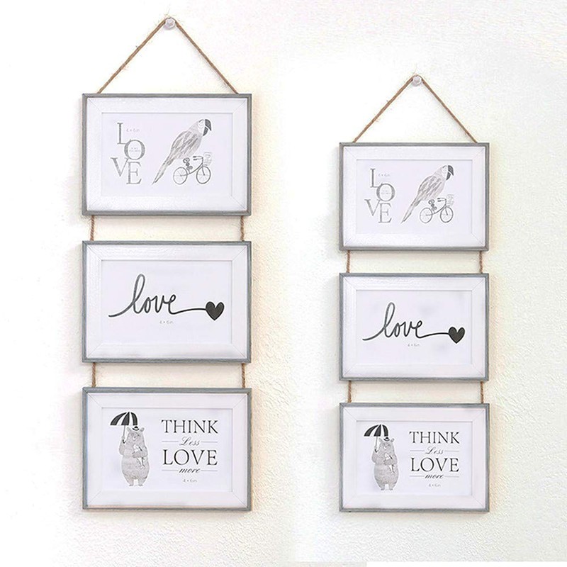 Triple Hanging Picture Frame,vertical collage picture frames,Rustic Wood Picture Frames