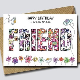 Floral Birthday Card for Friend - Flower card for Friend - Cute daisy card for Friend
