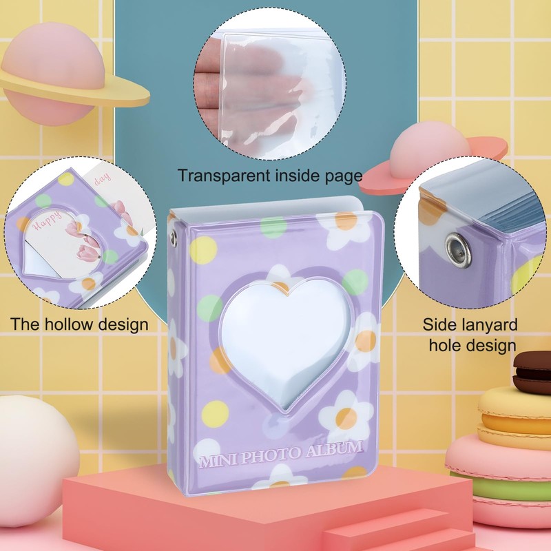 PATIKIL 3 Inch Mini Photocard Binder Love Heart Hollow Photocard,