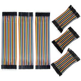 REXQualis 240pcs Dupont Wire Kit, 10cm and 20cm Jumper Cables, 40-Pin M-F/M-M/F-F, Rainbow Ribbon Breadboard Wires Compatible with Arduino Projects