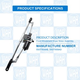 Wahparts Front Windshield Wiper Motor and Linkage Assembly Compatible With 2007-2018 Jeep Wrangler Replace 55077859AB 55077859AD