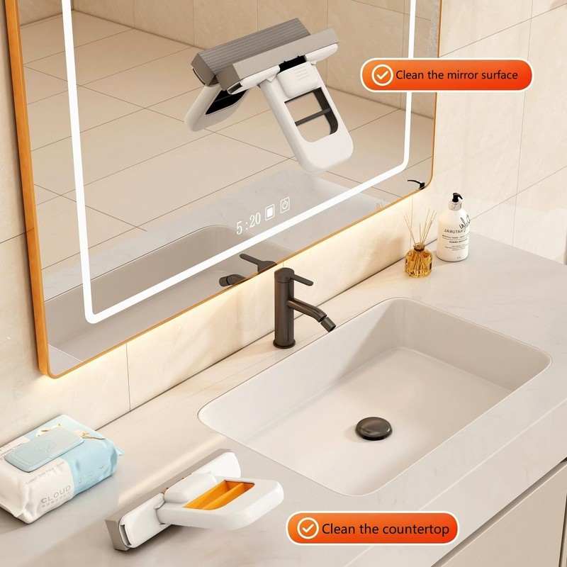 Mini Foldable Desktop Mop, Portable Self-Squeeze Short Mop Small Spaces