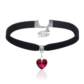 JAVARNV Red Heart Choker Necklaces for Women Valentines Day Necklace for Her Red Heart Necklace Valentines Day Gifts for Her Trendy Ribbon Heart Choker Necklace Pink Jewelry Stuff