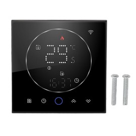 Smart Home Thermostat Programmable WiFi Thermostat with Touchscreen Color Display for Boiler Heating AC95‑240V Black
