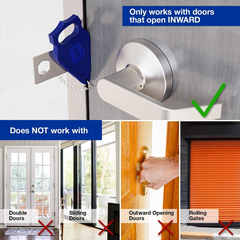 BRINKS – Portable Security Door Locks for Home, Dorm Room,