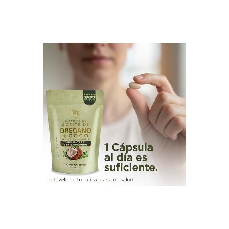 ORE 300 Cápsulas ORE Aceite de Orégano 80% Carvacrol +