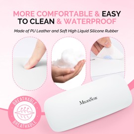 MelodySusie Nail Arm Rest, Portable Manicure Hand Rest, Professional PU Leather Nail Hand Rest Stand for Acrylic Nails, Nail Hand Pillow for Nail Tech Manicurist, Travel Salon Home, White