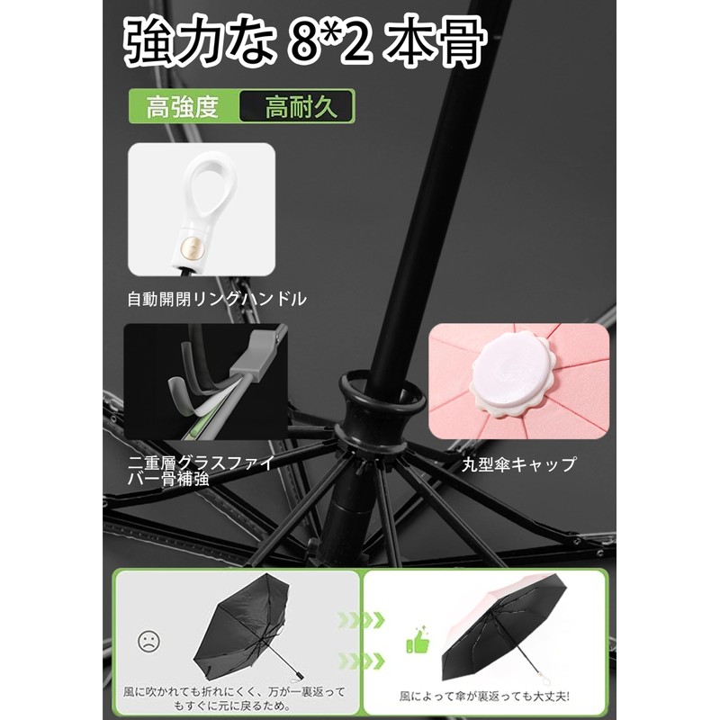 Stylish Compact Folding Gradient Umbrella Ring Handle [Flower] [One-touch Automatic