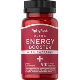 Piping Rock Energy Supplement with Caffeine | 90 Capsules | Quick Release Energy Booster Pills | Non-GMO, Gluten Free Formula