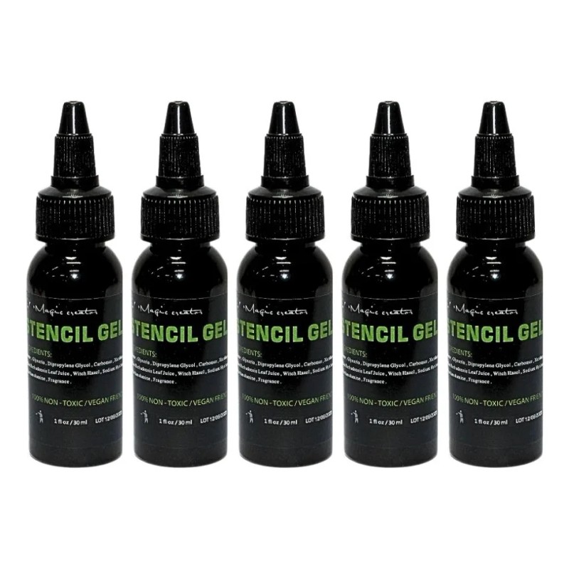 Kit Gel Hectografico Pega Stencil Para Tatuaje 5pzs Transfer