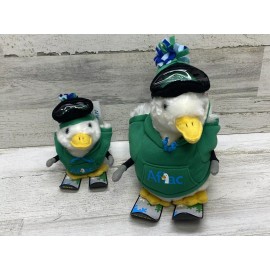 Macy's Aflac Plush Snow Skiing Ducks 10” & 6" Plush 2013 Talking Ad Promo Works 2pc Set