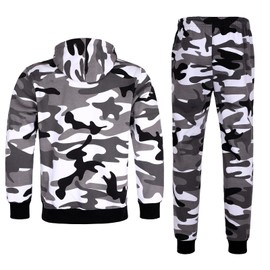 Men's Tracksuit 2 Piece Sweatsuit Set Long Sleeve Pullover Athletic Suit Sweatpants Casual Sport Jogging Suits With Pockets（Camo White S)