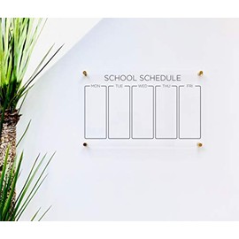 Large Clear Acrylic Weekly Calendar for wall | Dry-Erase Message White Board Calendar Wall Mounted Office Home Family Organization Tools Must Haves School Kids Adult Mom Teen Monthly Weekly ADHD Tools