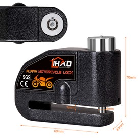 LIHAO Alarm Disc Lock Motorbike Anti-Theft Disc Brake Lock with 110dB Alarm Sound for Motorcycle Bike Scooter
