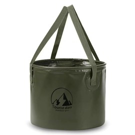 TRIWONDER Collapsible Bucket Folding Water Bucket Foldable Outdoor Pail Wash Basin Portable Lightweight Bucket for Camping Picnic Fishing Gardening Traveling (Army Green, 20L)