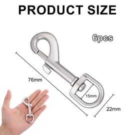 6 Pcs Heavy Duty Trigger C-lips Clasp,360°Swivel Dog Lead Clips,Leash Swivel Snap Hooks,Zinc Alloy Clips Clasp for Dog Leashes，Keyring