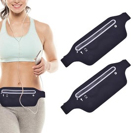 Sport Hüfttasche Lauftasche, 2 Stück Hüfttasche, wasserdichte Sport Bauchtasche, Laufgürtel Damen Herren für Handy, leichte, für Joggen, Fitness, Radfahren und Reisen Joggen Laufen, schwarz