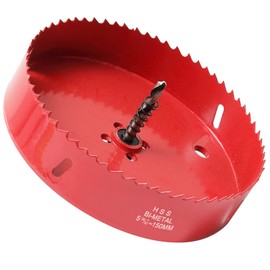 Hole Saw 150 mm, Bi-Metal Cutting Depth HSS M 42 Hole Cutter for Cutting Plastic, Drywall, Plasterboard and Soft Metal Sheet